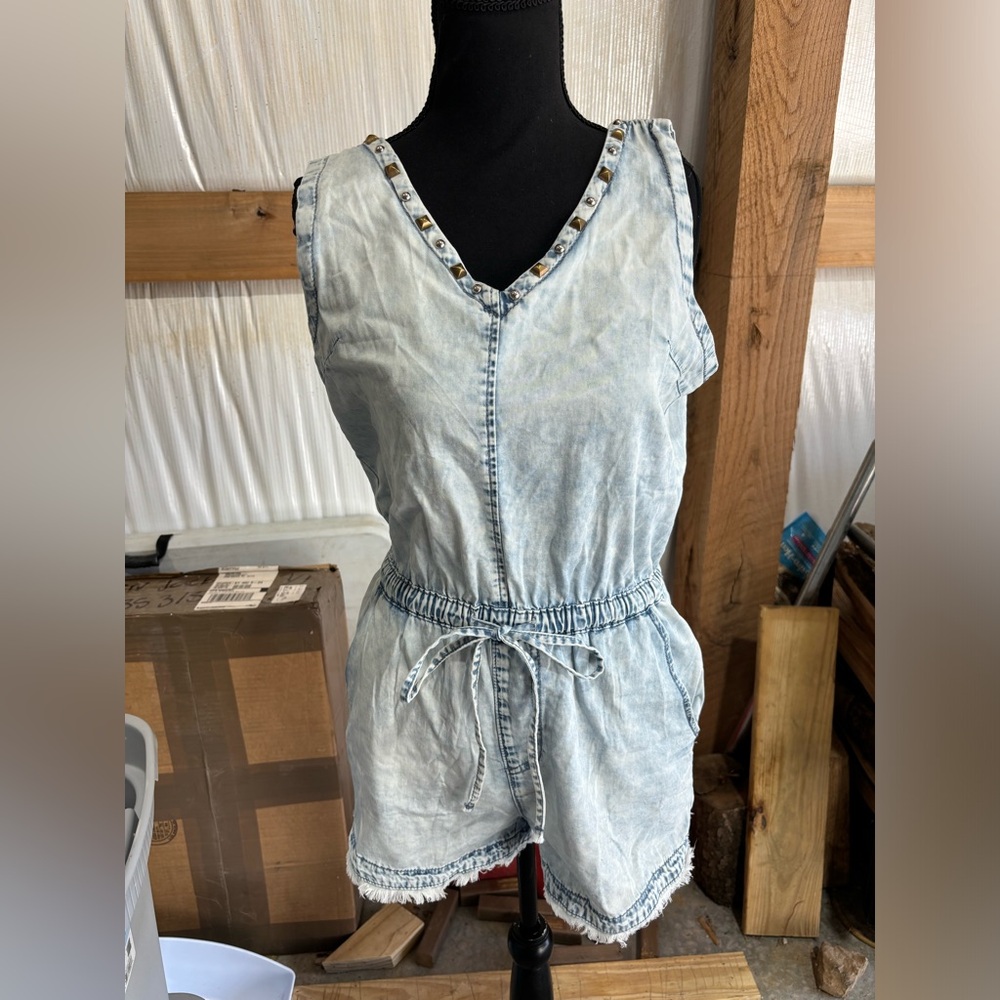 Denim Studded Romper